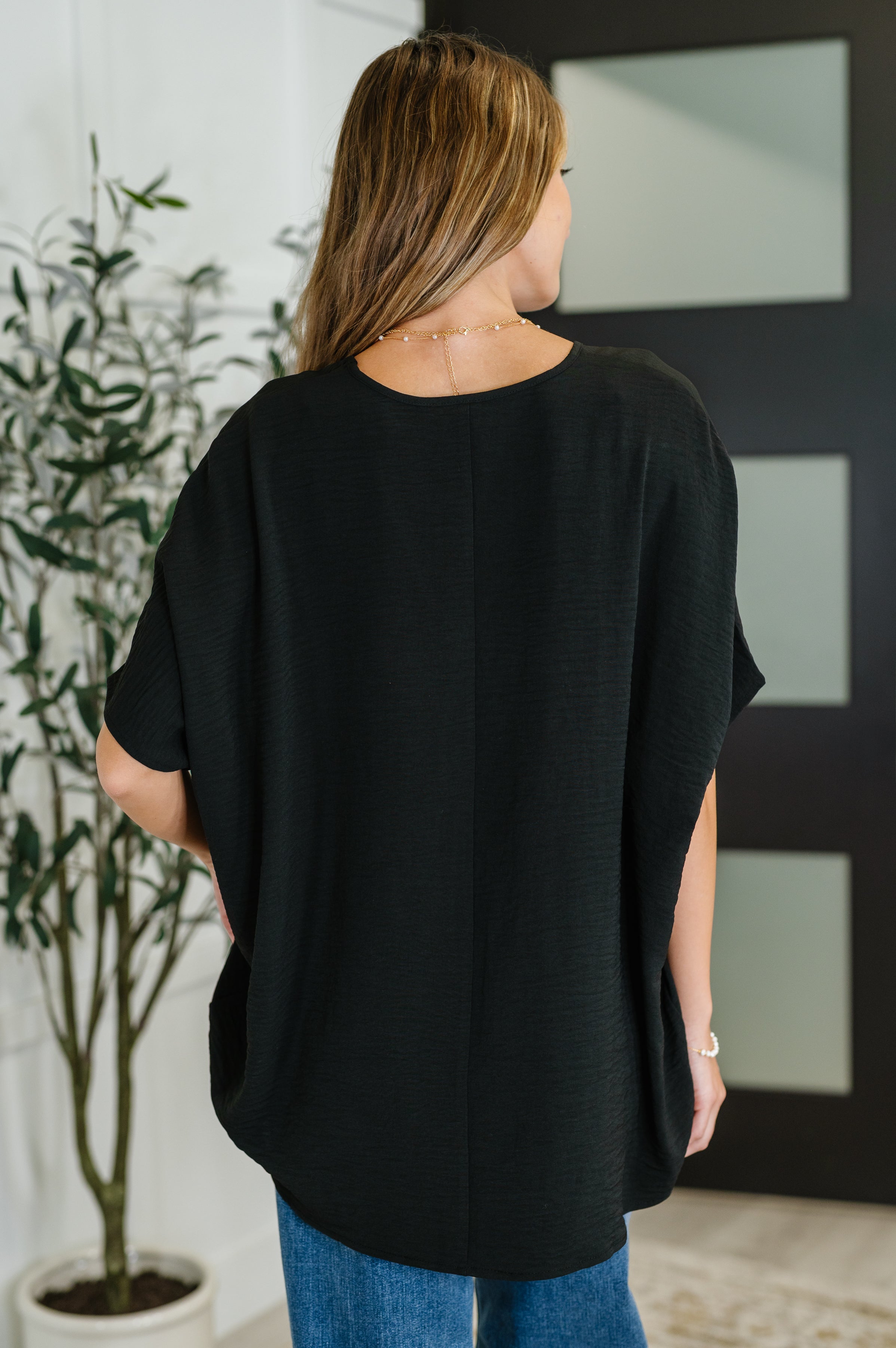 Coastal Ease V-Neck Top in Black Womens Ave Shops- Tilden Co.