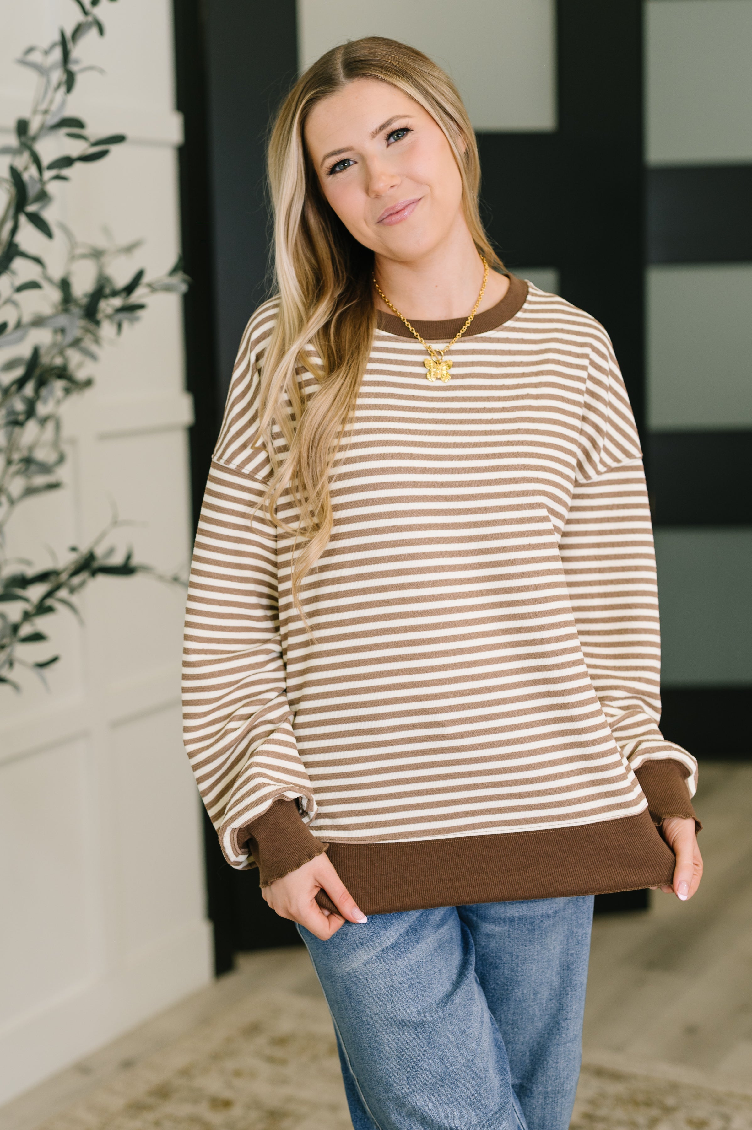 Cocoa Lane Stripe Top Womens Ave Shops- Tilden Co.