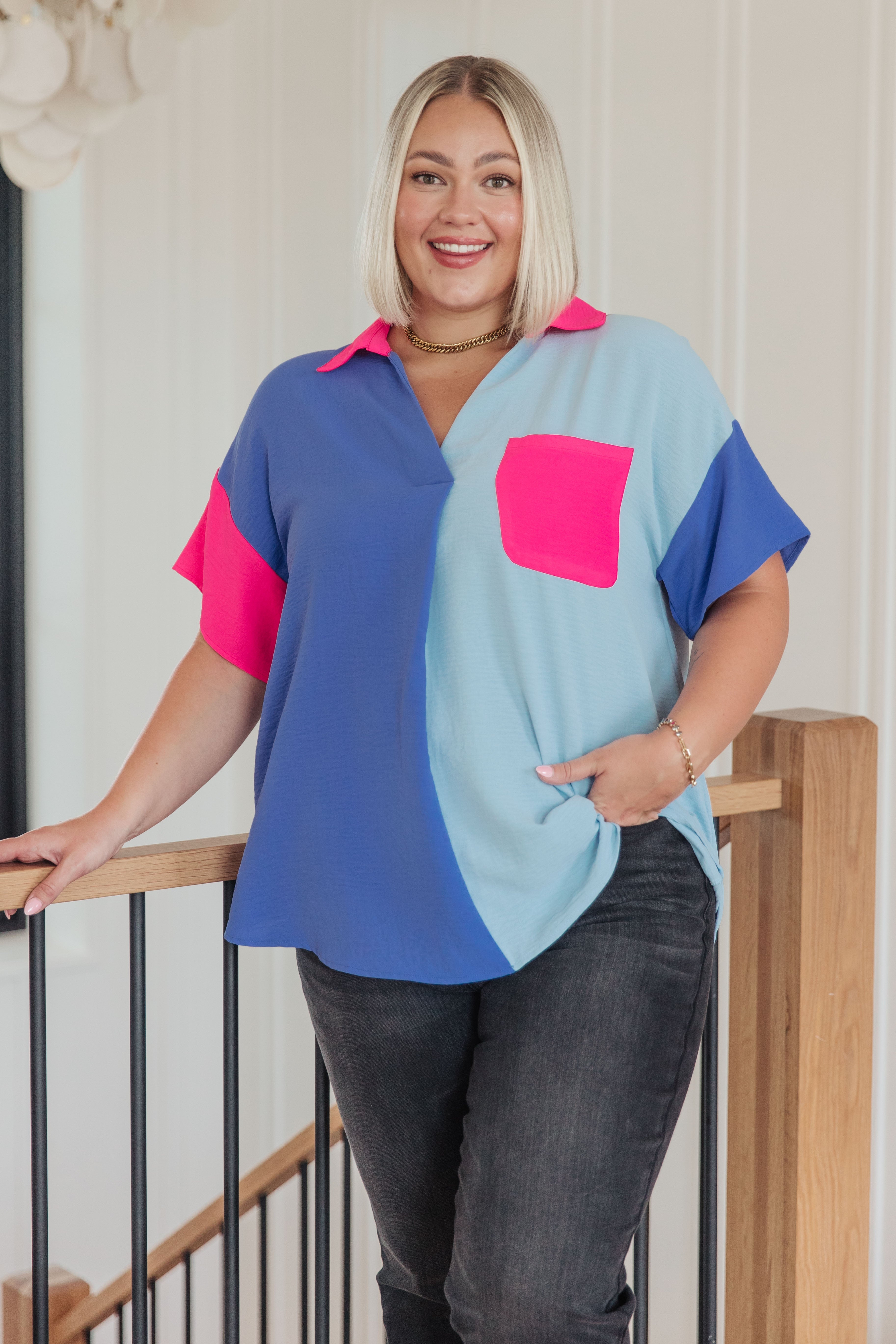 Color Me Cool Color Block Top Tops Ave Shops- Tilden Co.