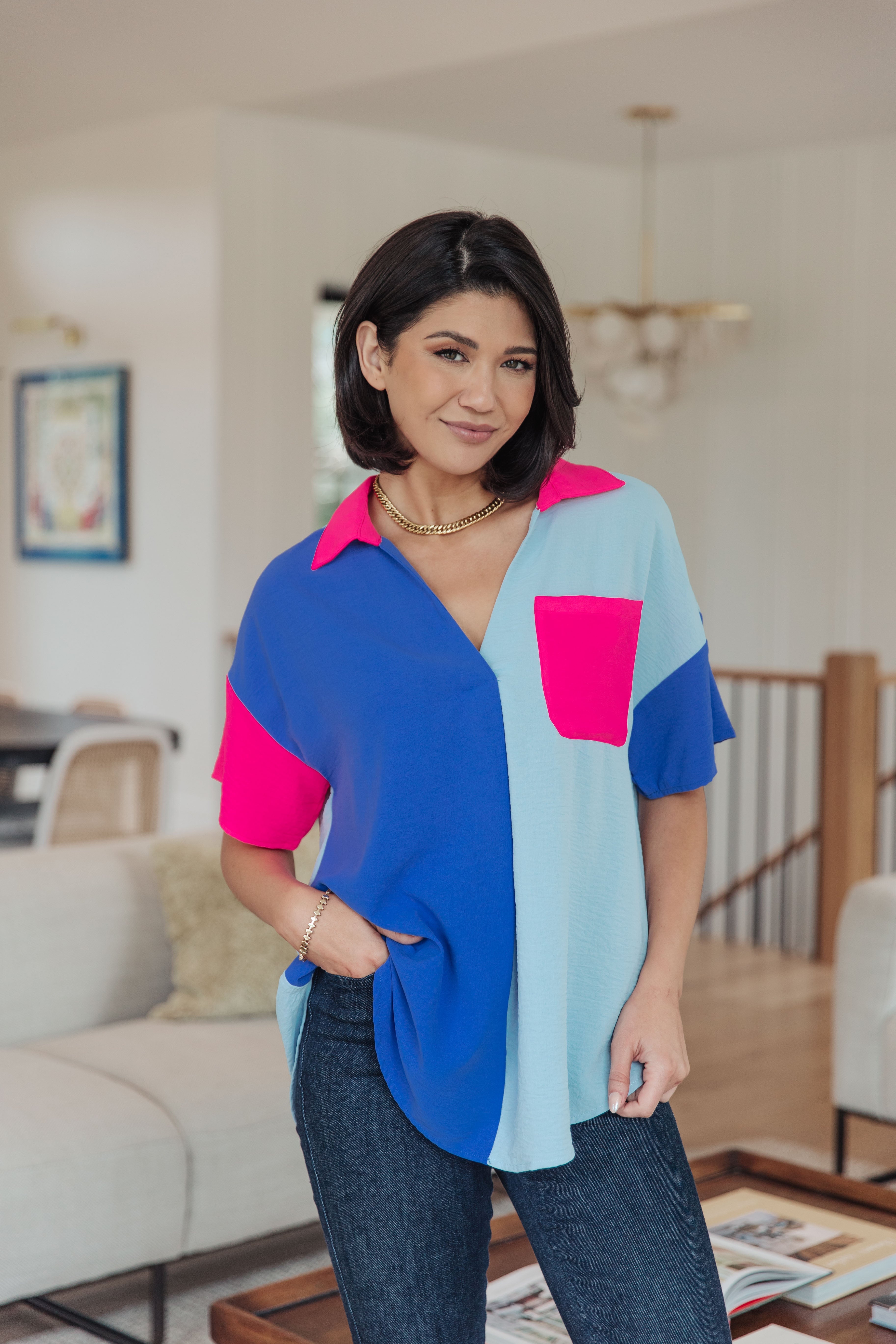 Color Me Cool Color Block Top Tops Ave Shops- Tilden Co.