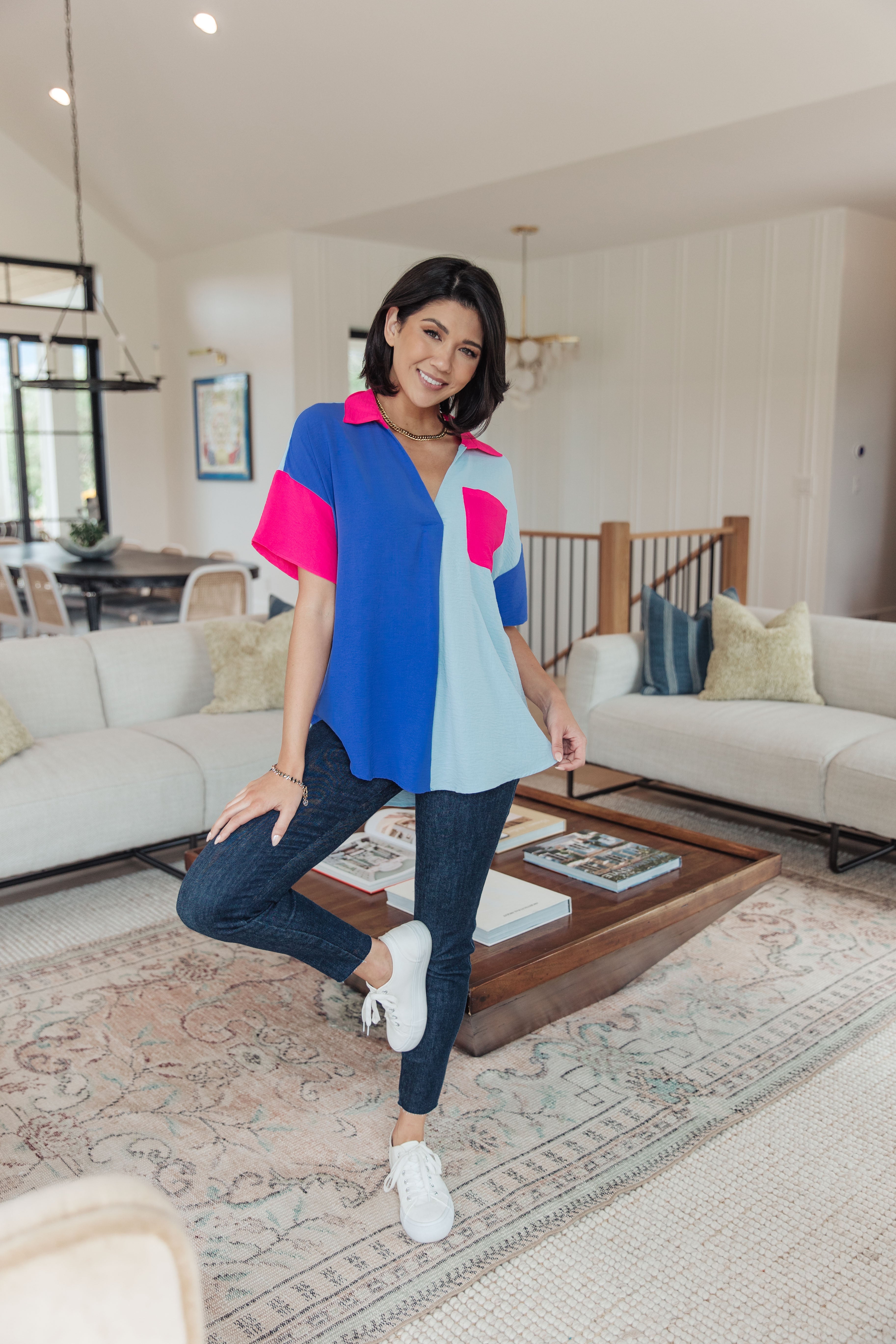 Color Me Cool Color Block Top Tops Ave Shops- Tilden Co.