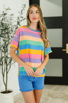 Color Theory Drop Shoulder Top in Blue, Yellow and Pink Womens Ave Shops- Tilden Co.