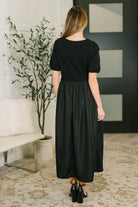 Contrast Charm Midi Black Dress Midi Dress Ave Shops- Tilden Co.