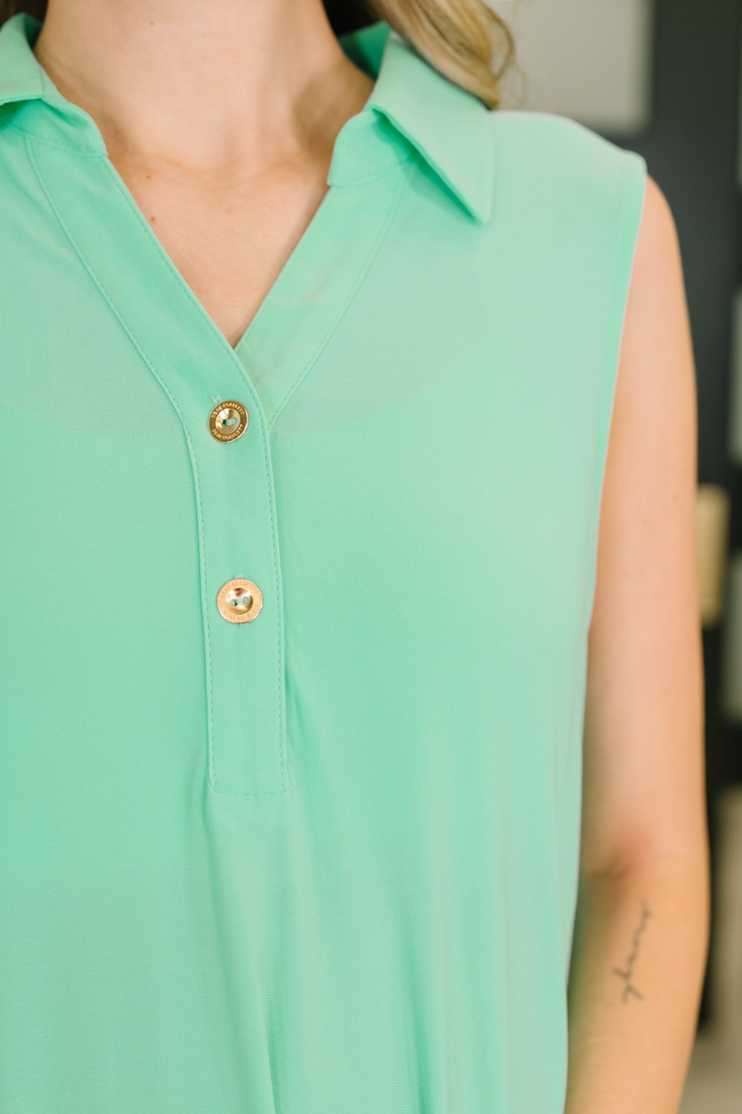 Coral Sands Collared Tank Dress in Aqua Mint Womens Ave Shops- Tilden Co.