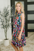Coral Sands Collared Tank Dress in Dark Floral Paisley Knee Length Dress Ave Shops- Tilden Co.