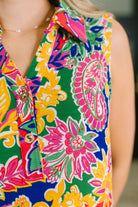 Coral Sands Collared Tank Dress in Floral Paisley Womens Ave Shops- Tilden Co.