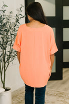 Counter Part Crinkle Woven V-Neck Top in Coral Womens Ave Shops- Tilden Co.