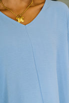 Counter Part Crinkle Woven V-Neck Top in Cornflower Blue Womens Ave Shops- Tilden Co.