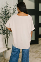 Counter Part Crinkle Woven V-Neck Top in Sand Beige Womens Ave Shops- Tilden Co.