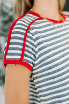 Country Stripe Casual Tee in Navy White Womens Ave Shops- Tilden Co.