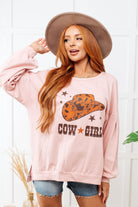 Cow Girl Graphic Pullover in Dusty Pink    Tops Ave Shops- Tilden Co.