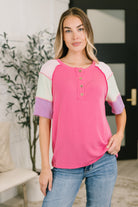Cozy Collage Color Block Henley Top Womens Ave Shops- Tilden Co.