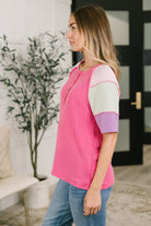 Cozy Collage Color Block Henley Top Womens Ave Shops- Tilden Co.