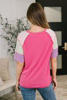 Cozy Collage Color Block Henley Top Womens Ave Shops- Tilden Co.