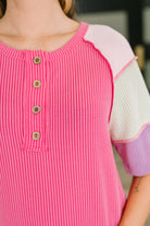 Cozy Collage Color Block Henley Top Womens Ave Shops- Tilden Co.
