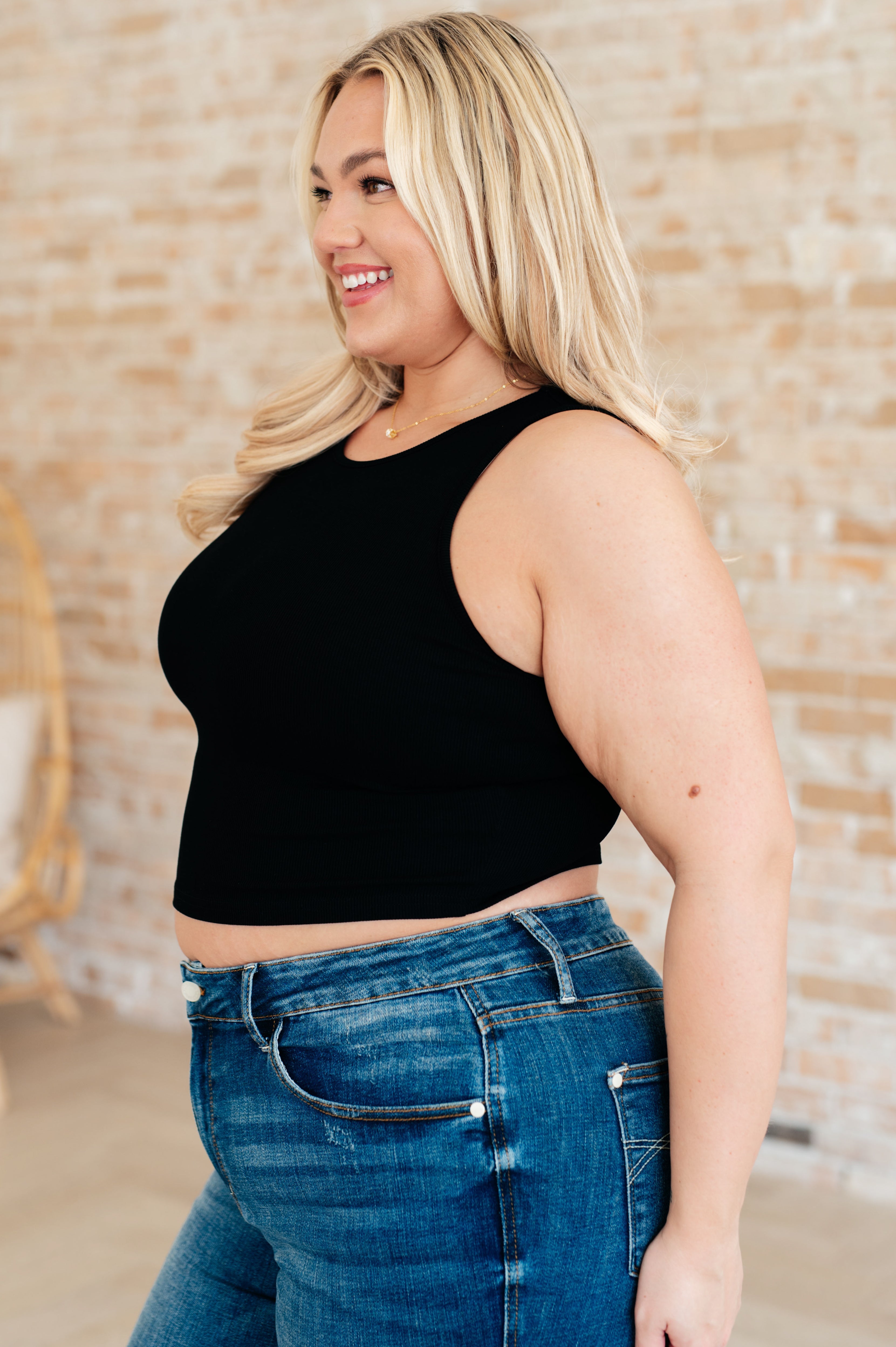 Cream of the Crop Rib Knit Tank Top in Black Tops Ave Shops- Tilden Co.