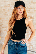 Cream of the Crop Rib Knit Tank Top in Black Tops Ave Shops- Tilden Co.