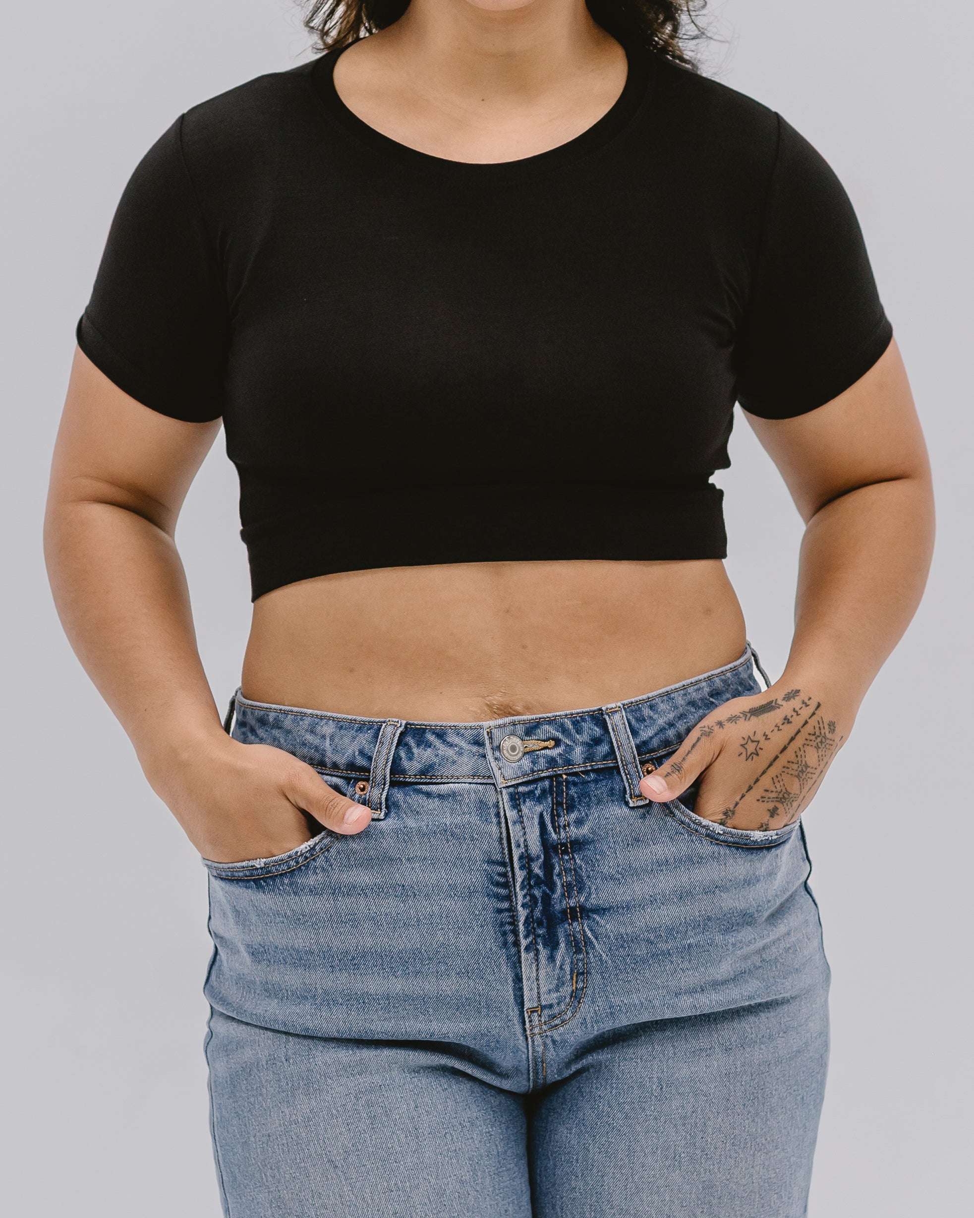 Crew Neck Boyfriend Halftee Black / XS Black XS Layering Top HALFTEE Layering Fashions- Tilden Co.