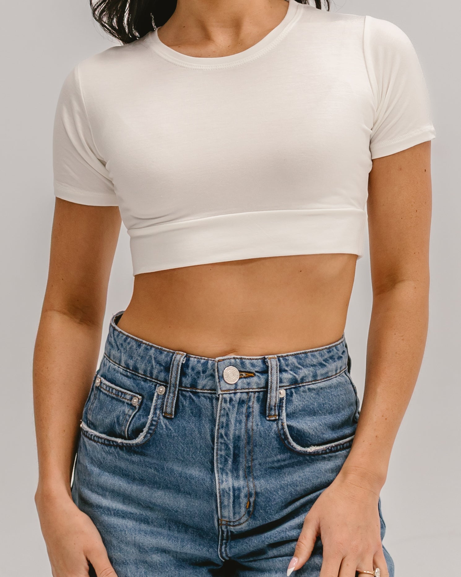 Crew Neck Boyfriend Halftee Cream / XS Cream XS Layering Top HALFTEE Layering Fashions- Tilden Co.
