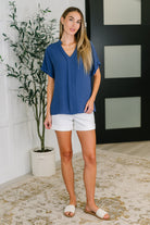 PREORDER: Crinkle Wove V-Neck Blouse in Four Colors Womens Ave Shops- Tilden Co.