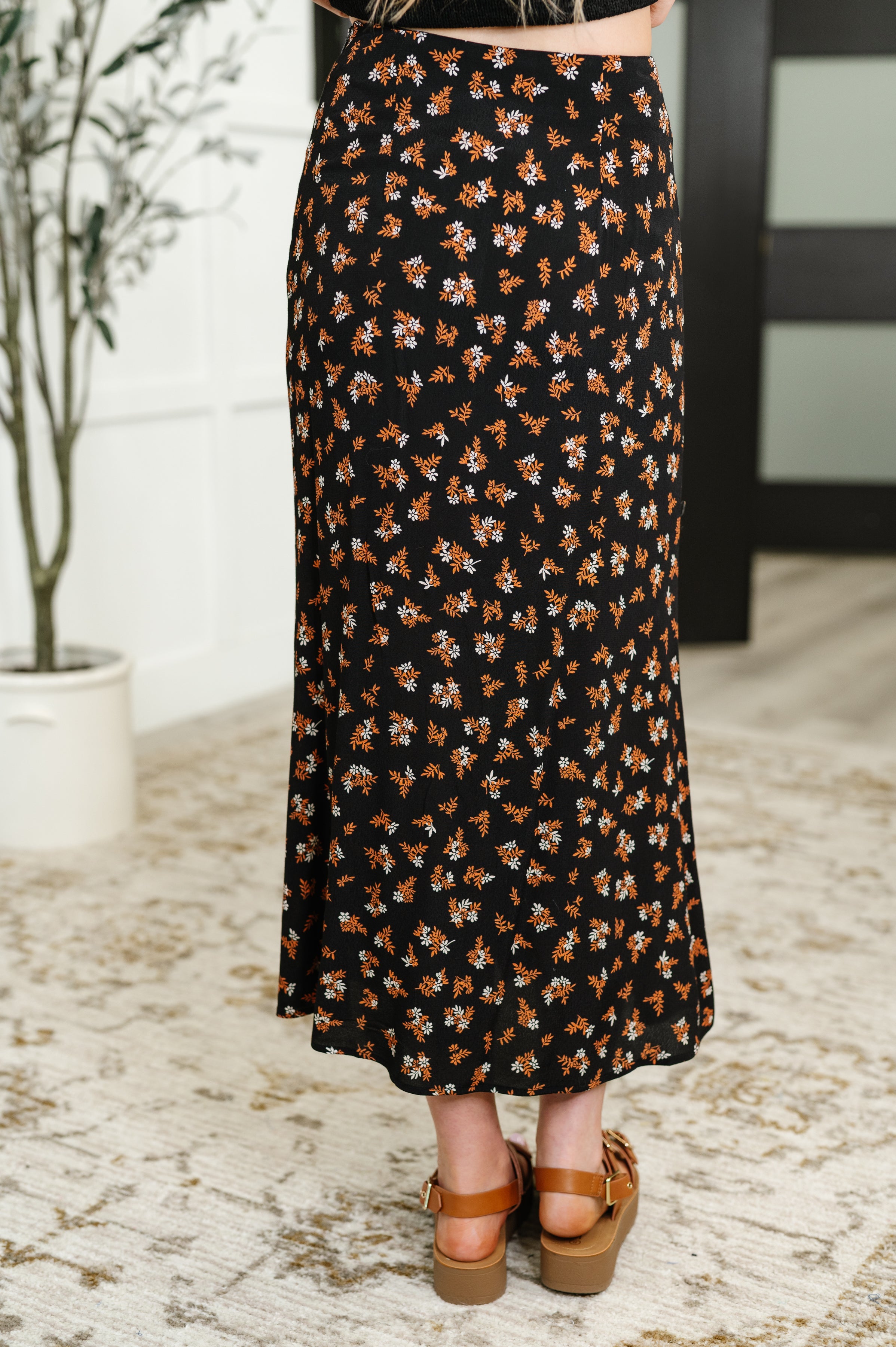 Crisp Kiss Midi Skirt in Rust, White and Black Womens Ave Shops- Tilden Co.