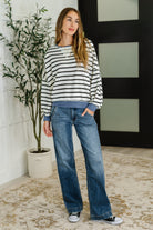 Cute in Comfort Crew Neck Pullover in White, Black and Denim Womens Ave Shops- Tilden Co.