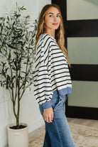 Cute in Comfort Crew Neck Pullover in White, Black and Denim Womens Ave Shops- Tilden Co.
