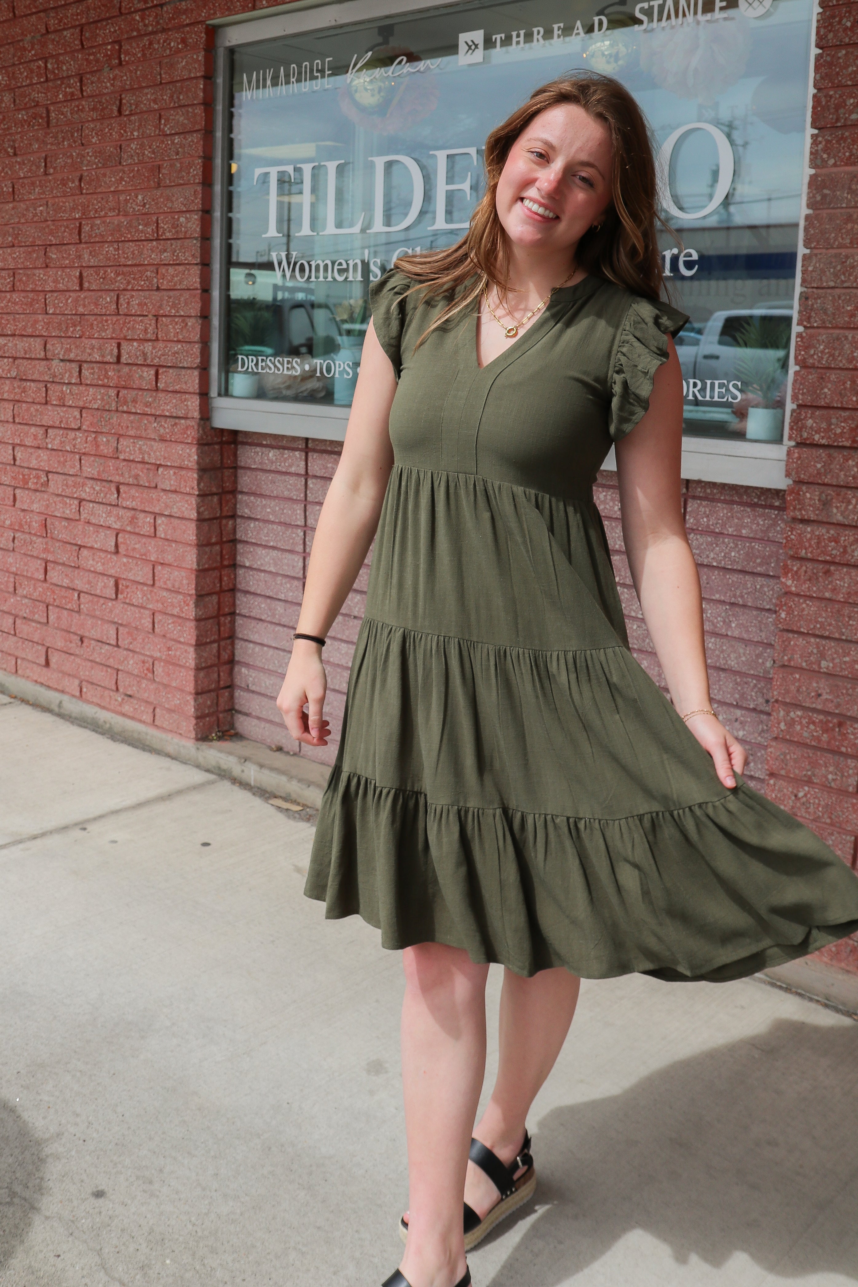 Tara Dress in Vineyard Midi Dress Mikarose- Tilden Co.
