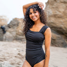 Thick Strap One Piece Swimsuit Black Ribbed / XXS Black Ribbed XXS One Piece Swimsuit Janela Bay- Tilden Co.