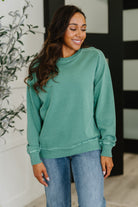 Daily Ease Mineral Wash Pullover in Dark Green Womens Ave Shops- Tilden Co.