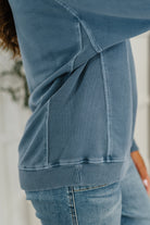 Daily Ease Mineral Wash Pullover in Dusty Blue Womens Ave Shops- Tilden Co.