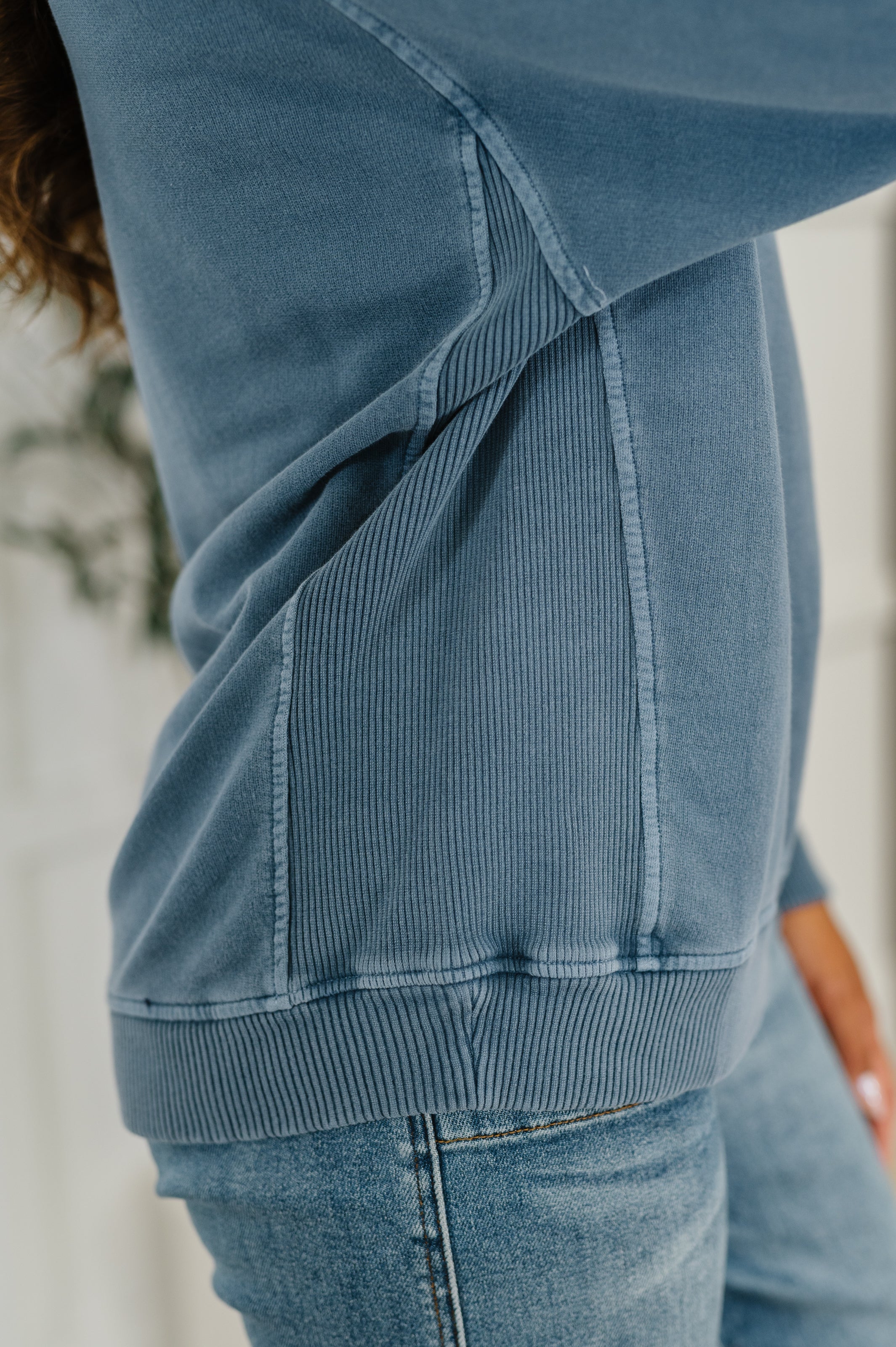 Daily Ease Mineral Wash Pullover in Dusty Blue Womens Ave Shops- Tilden Co.