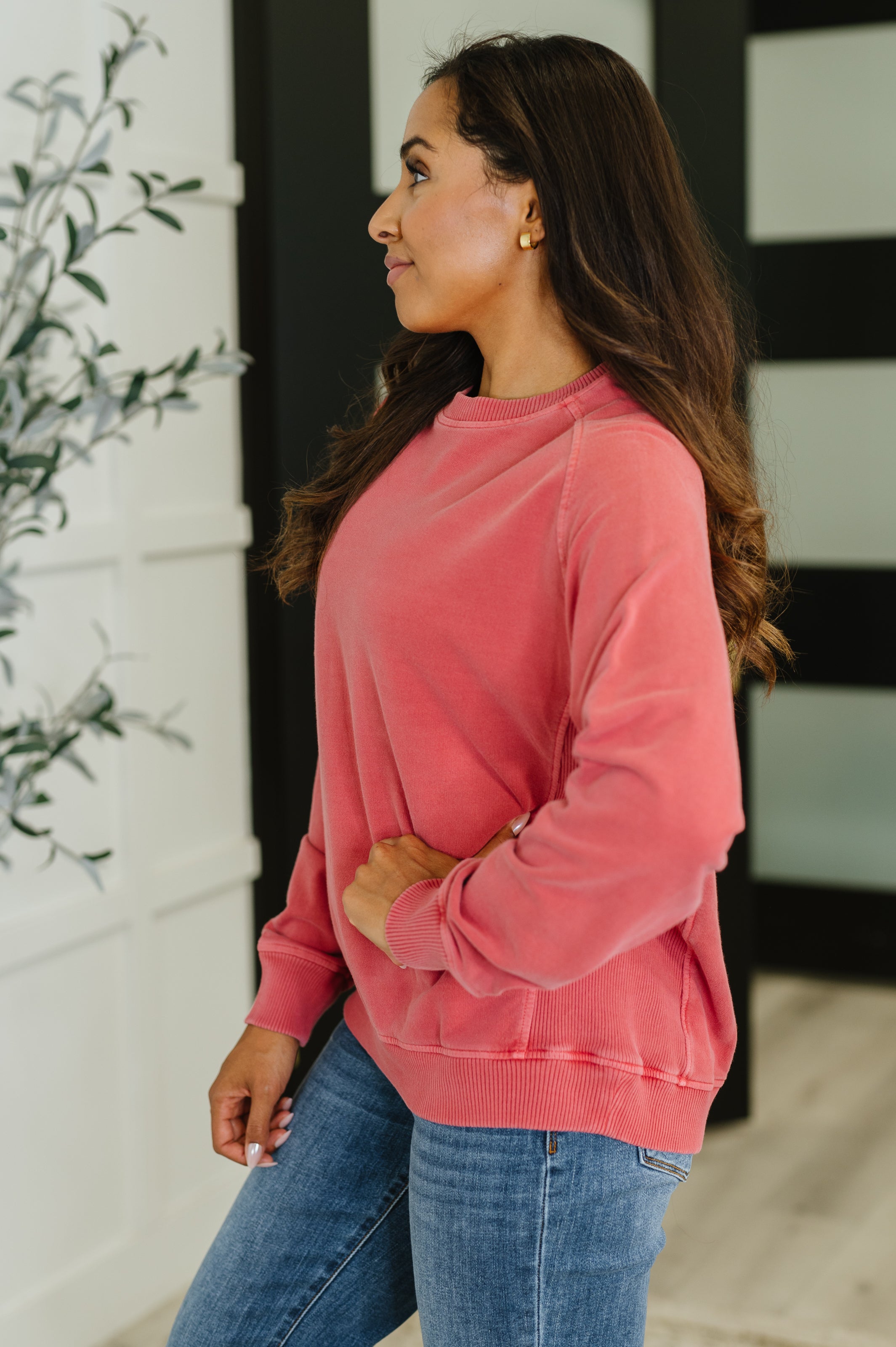 Daily Ease Mineral Wash Pullover in Ruby Womens Ave Shops- Tilden Co.