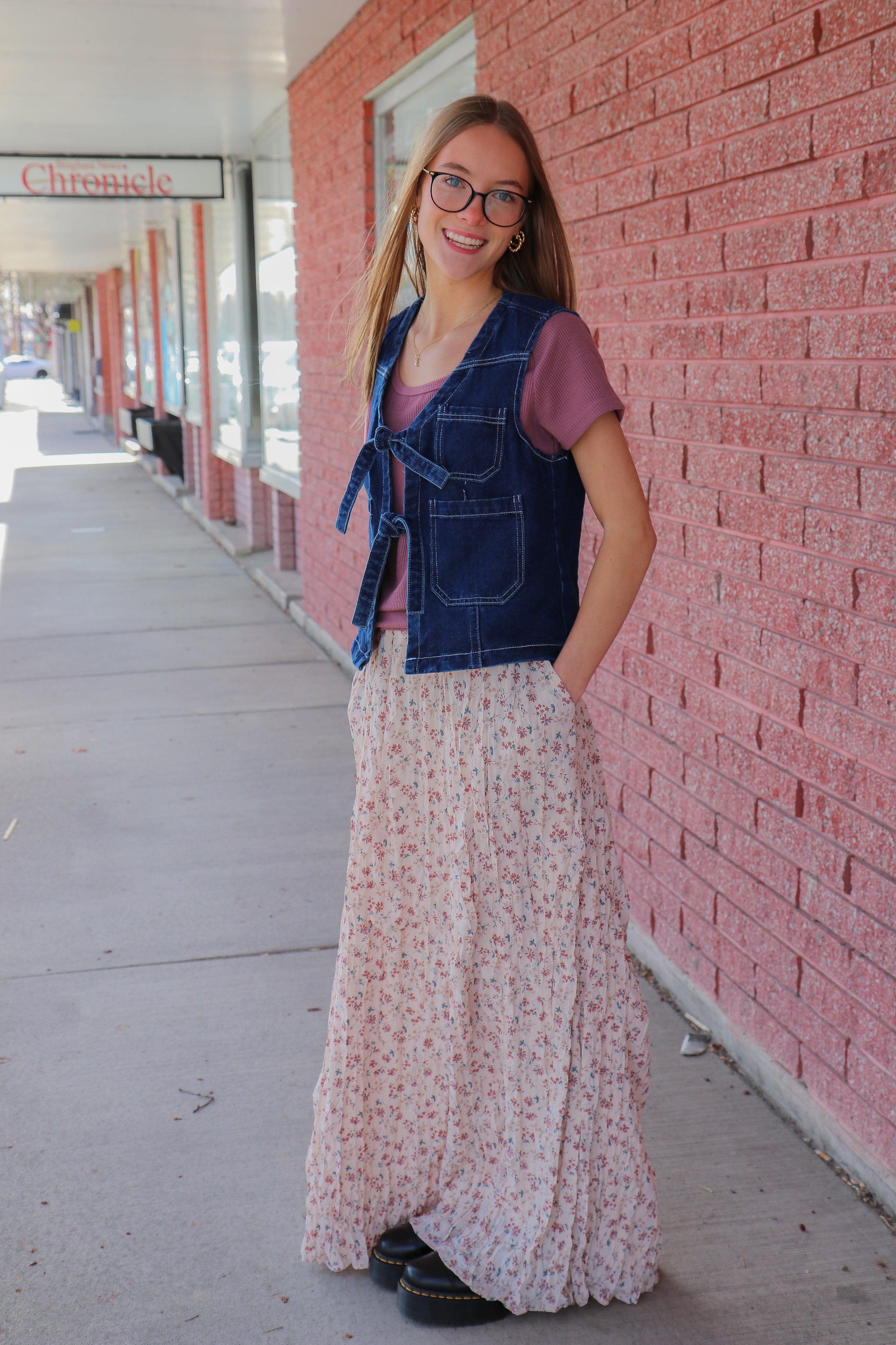 Maxi Skirt in Sunbaked Dahlia Skirts Mikarose- Tilden Co.