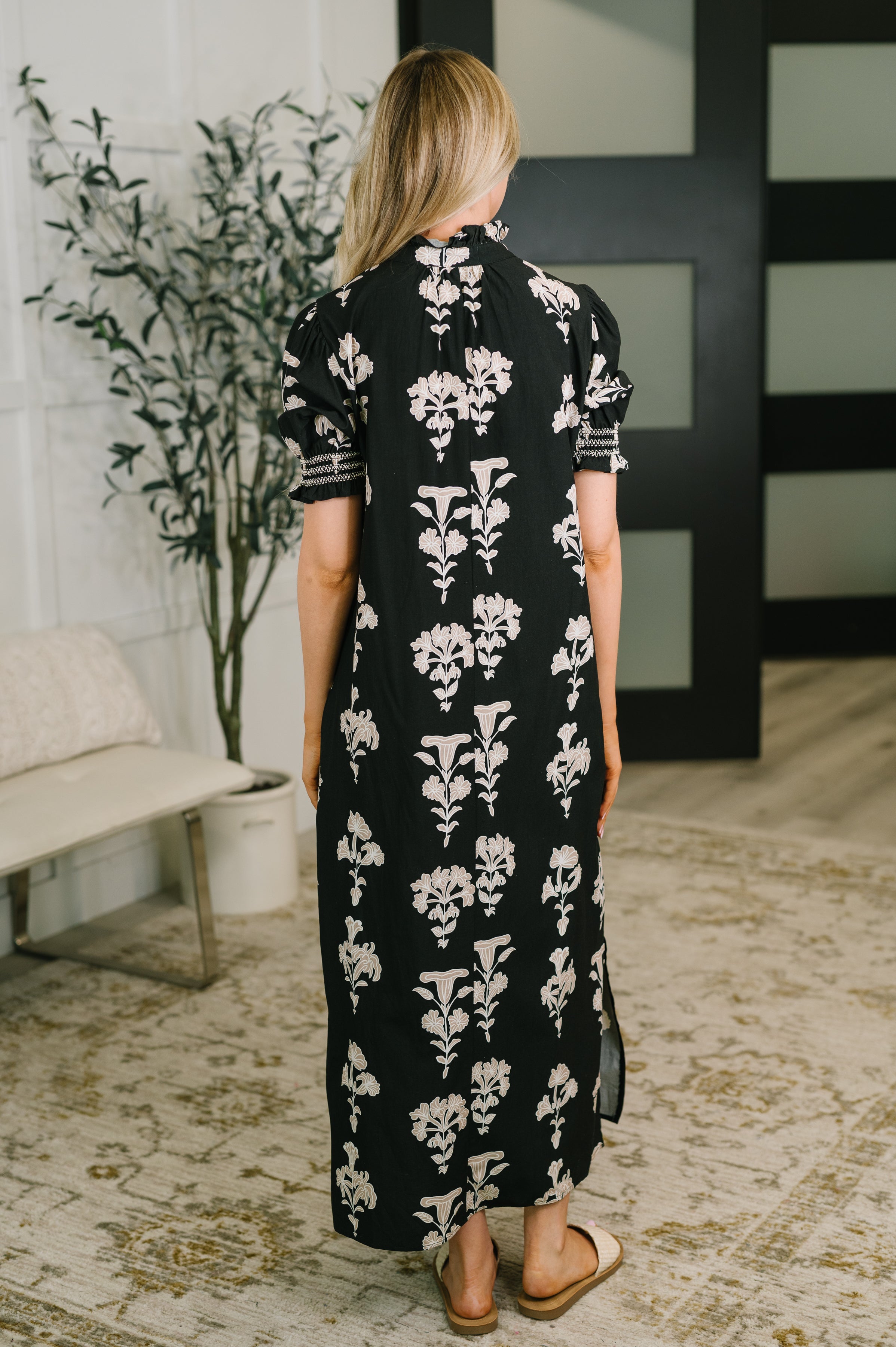 Dark Darlin' Puff Sleeve Maxi Dress Womens Ave Shops- Tilden Co.