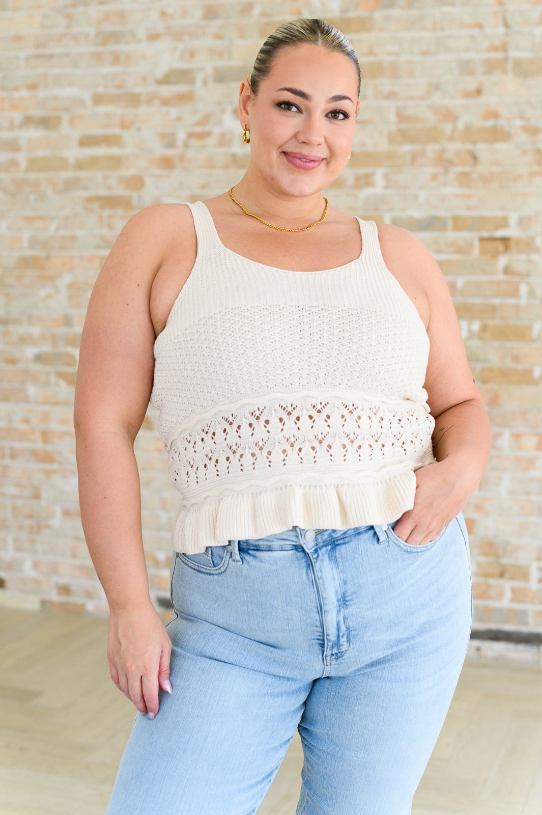 Day Dancing Ruffle Knit Tank Top Tops Ave Shops- Tilden Co.