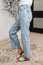 Debbie High Rise Stone Wash Straight Fit Jeans Womens Ave Shops- Tilden Co.