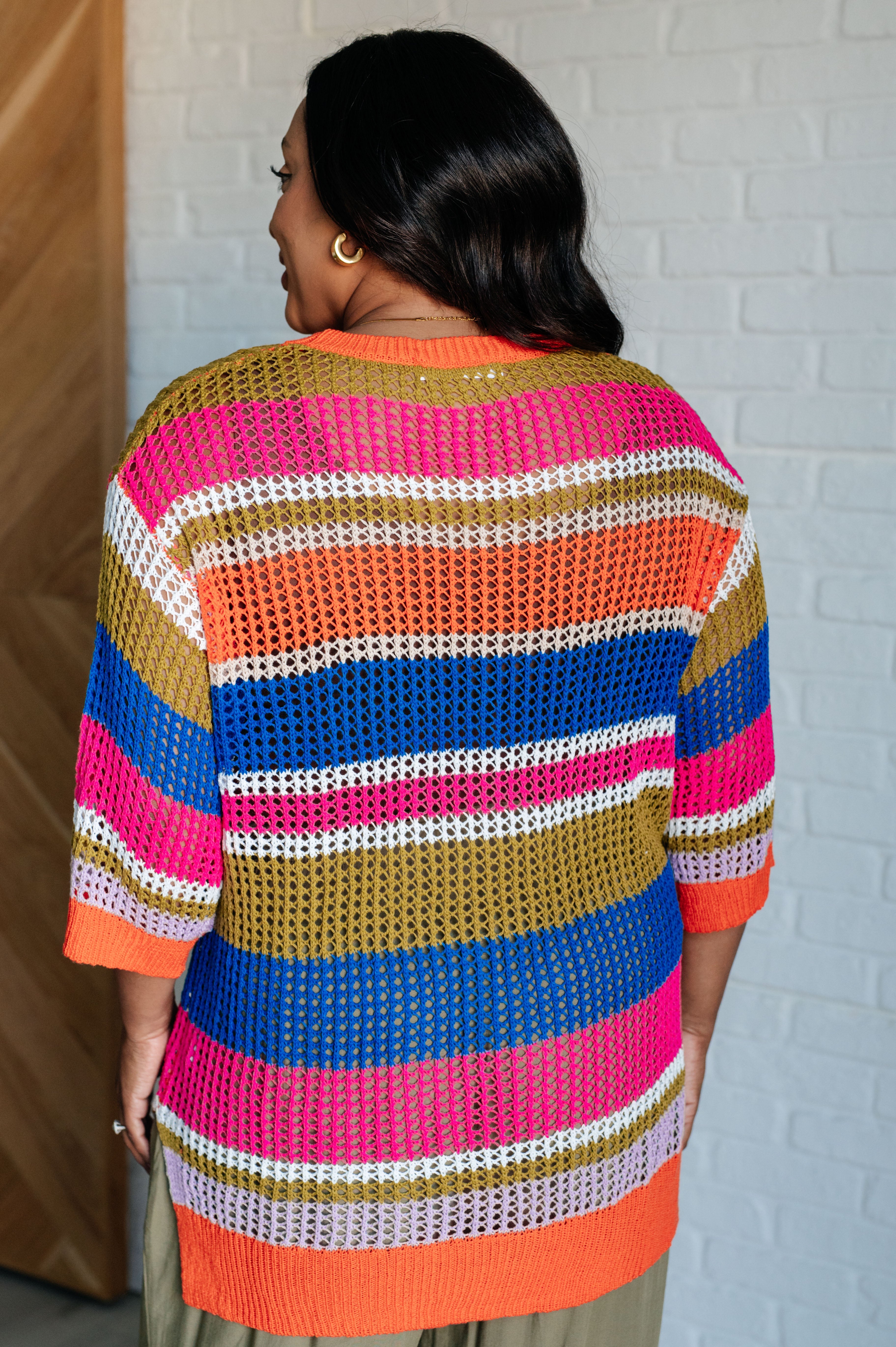 Deep Thoughts Striped Loose Knit Top Sweater Ave Shops- Tilden Co.