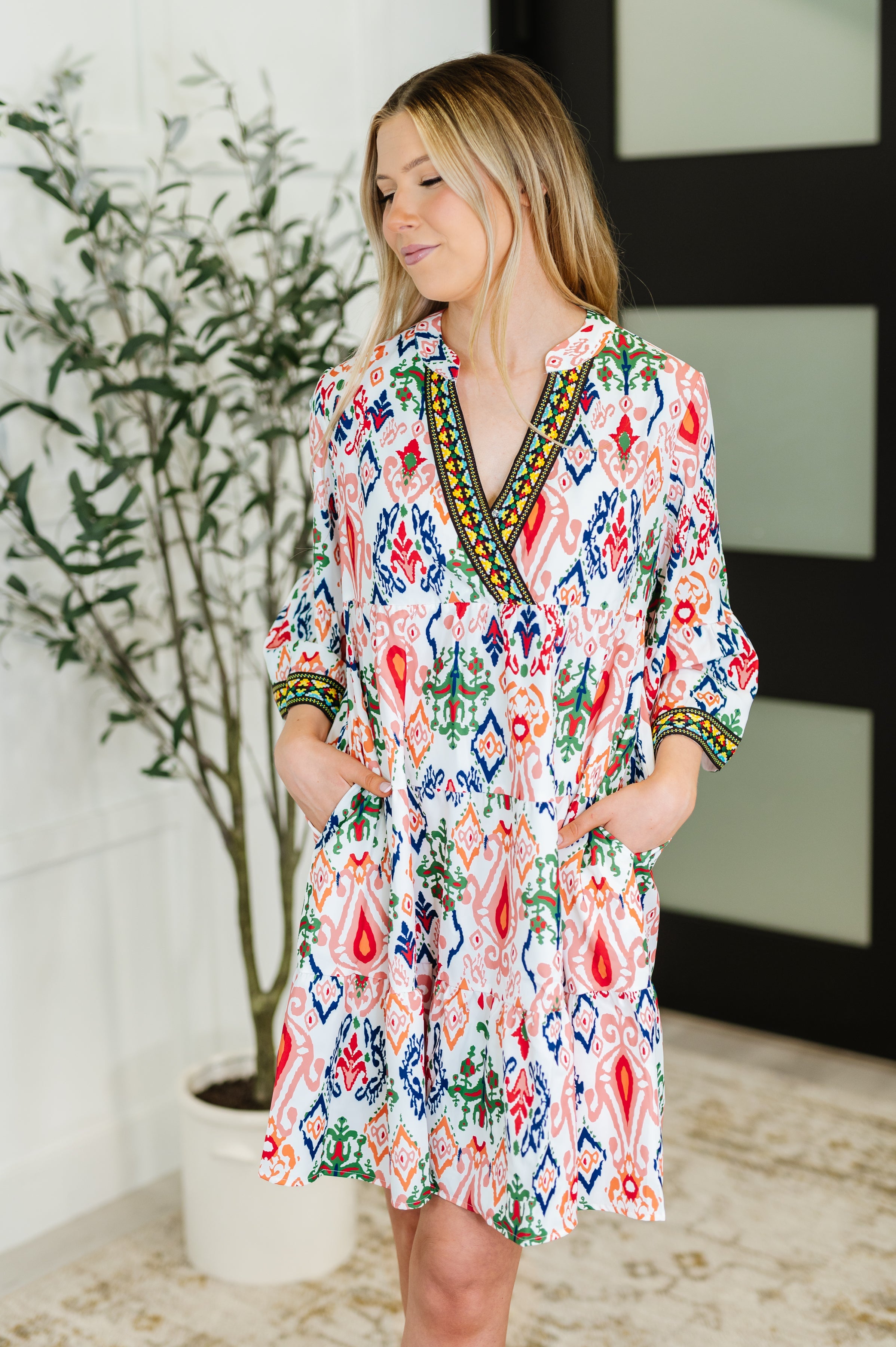 Depend on Me Boho Tiered Dress Womens Ave Shops- Tilden Co.