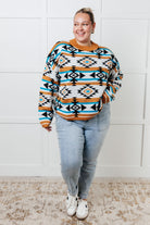 Desert Vibes Geometric Striped Sweater Tops Ave Shops- Tilden Co.