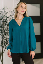 Desk to Dinner V-Neck Balloon Sleeve Blouse Womens Ave Shops- Tilden Co.