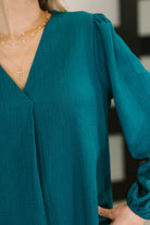 Desk to Dinner V-Neck Balloon Sleeve Blouse Womens Ave Shops- Tilden Co.