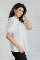 Diamonds and Pearls Puff Sleeve Top in Light Grey    Tops Ave Shops- Tilden Co.