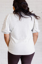 Diamonds and Pearls Puff Sleeve Top in Light Grey    Tops Ave Shops- Tilden Co.