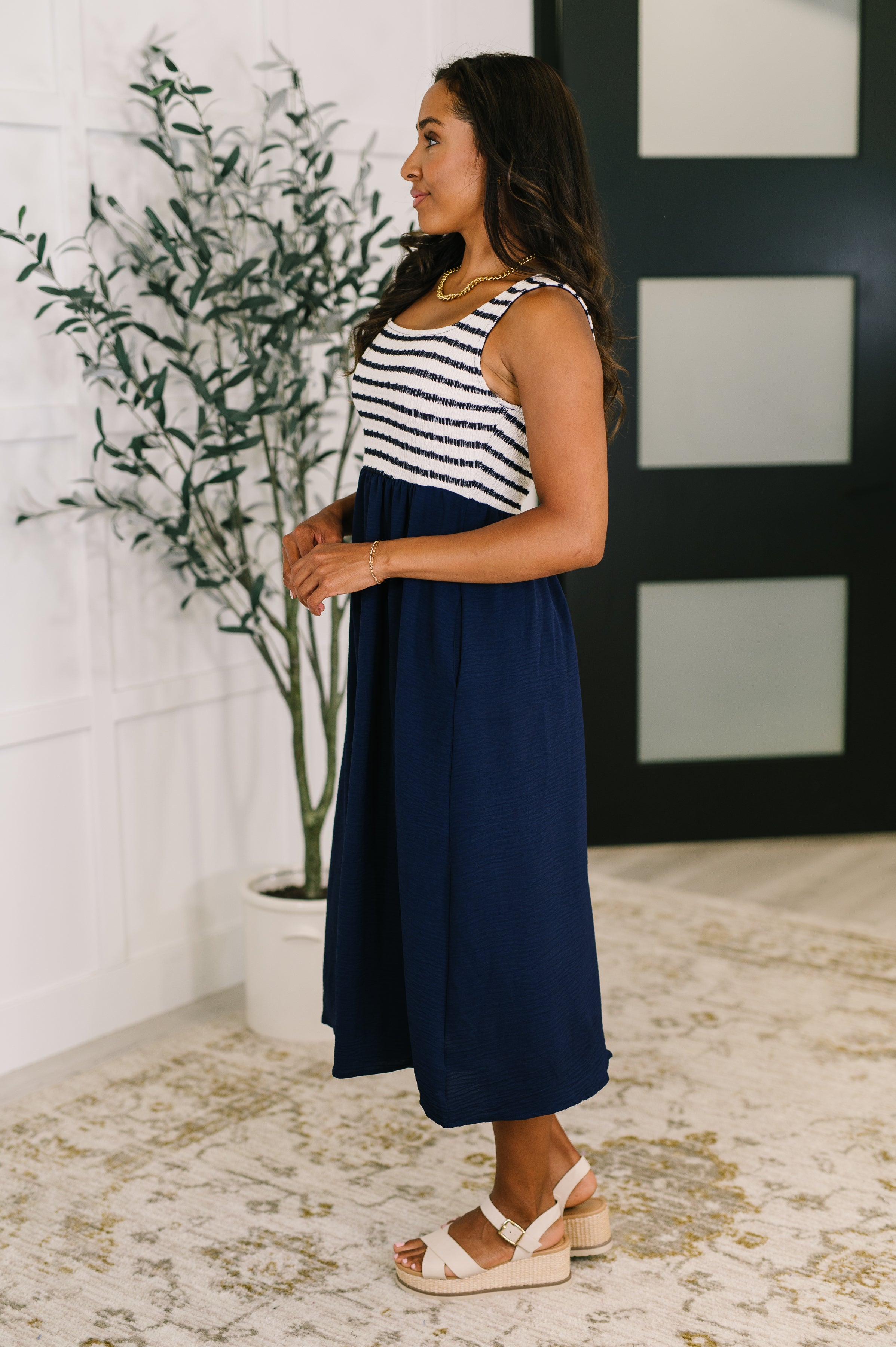 Dockside Darling Midi Dress in Navy Womens Ave Shops- Tilden Co.