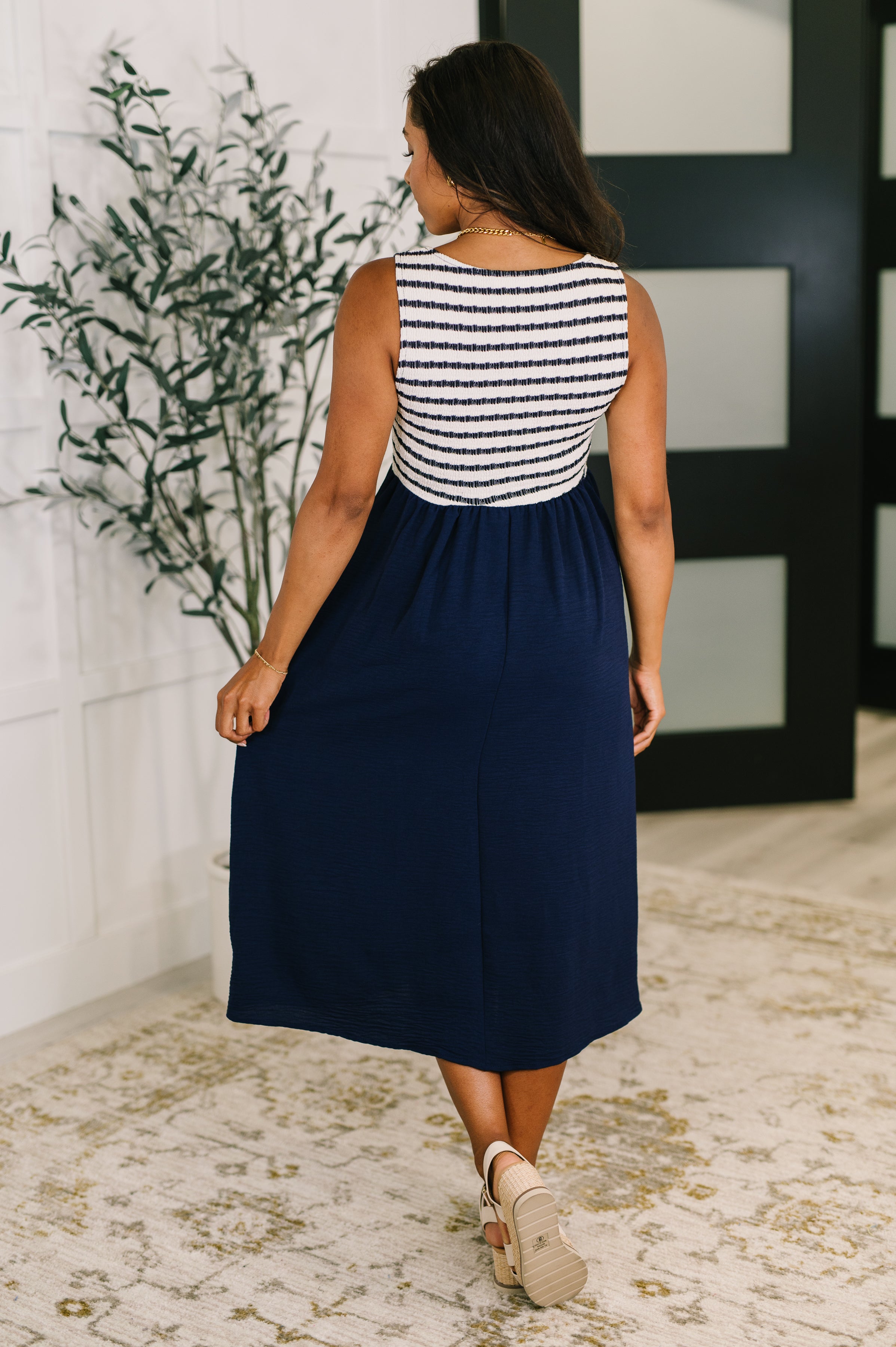 Dockside Darling Midi Dress in Navy Womens Ave Shops- Tilden Co.