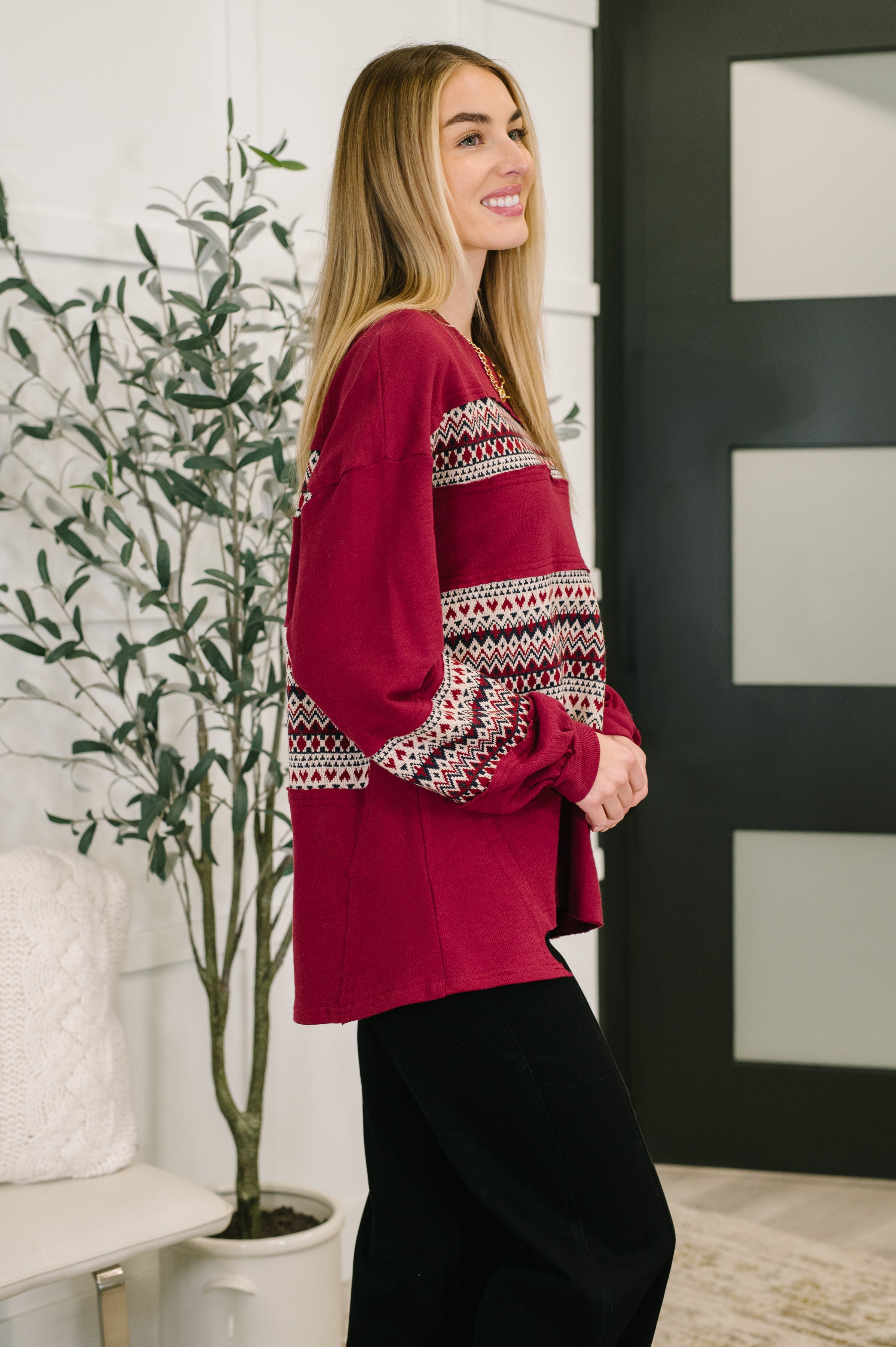 Don't Let Me Miss It Color Block Detail Top Womens Ave Shops- Tilden Co.