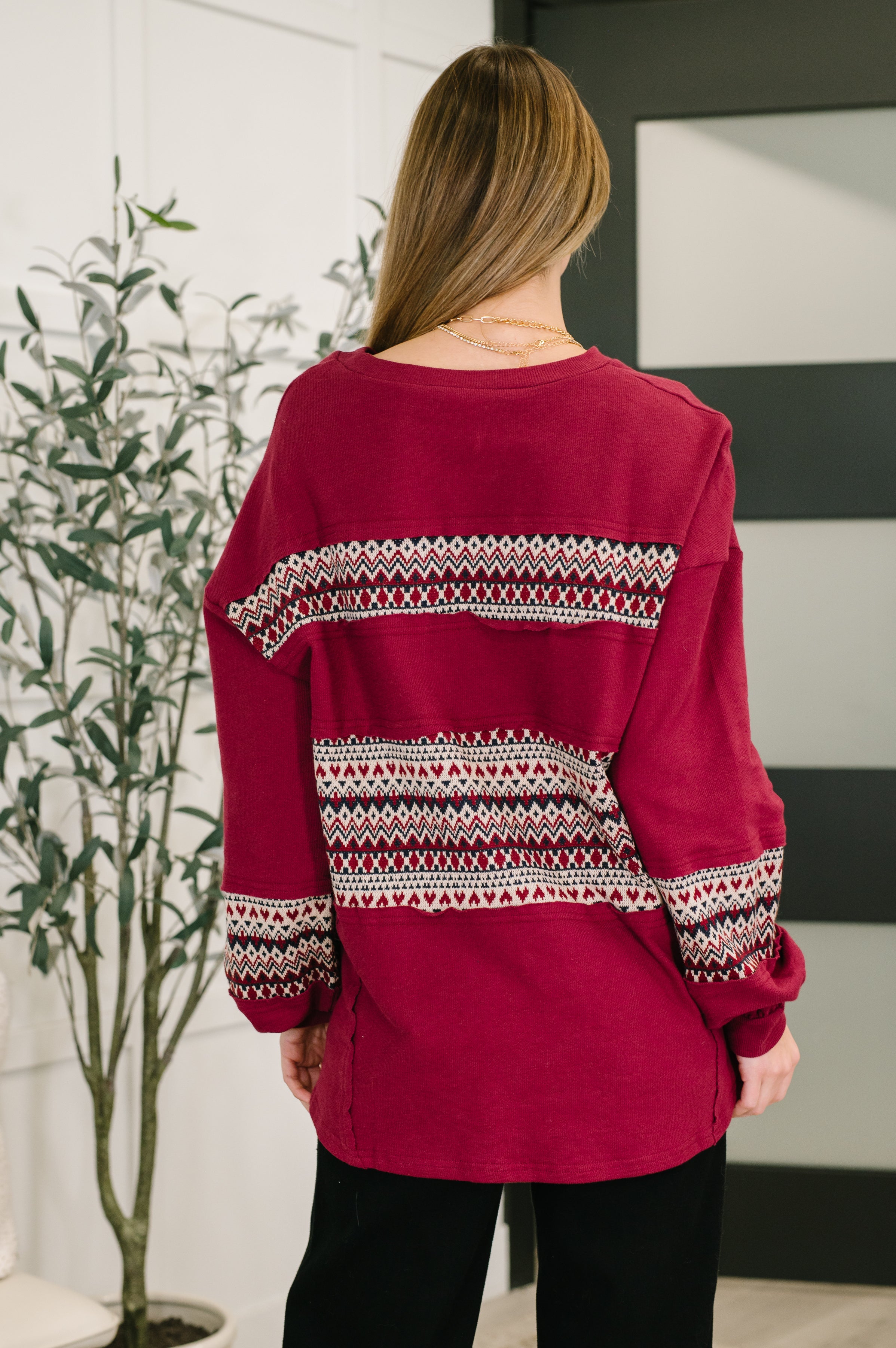 Don't Let Me Miss It Color Block Detail Top Womens Ave Shops- Tilden Co.