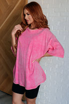 Don't Mind Me Mineral Wash Drop Shoulder Tee in Fuchsia    Tops Ave Shops- Tilden Co.