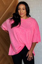 Don't Mind Me Mineral Wash Drop Shoulder Tee in Fuchsia    Tops Ave Shops- Tilden Co.